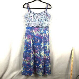 Coli Couture Dress Women 12 Rainbow Floral Crinkle Artsy Event Cocktai Y2K Fairy